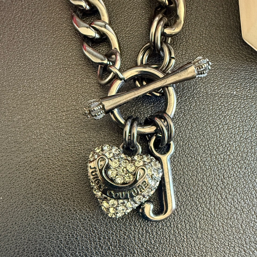 Juicy Couture Black Pave Crystal Heart Toggle Charm
